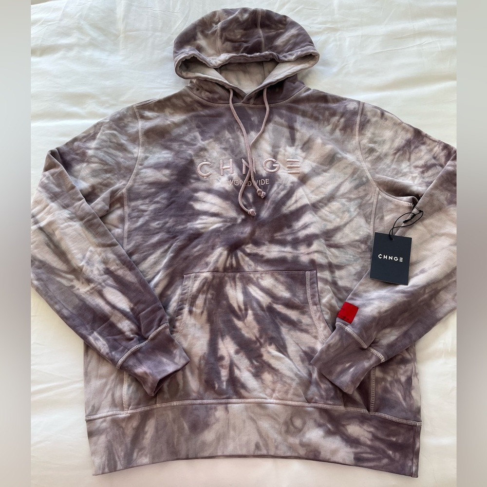 CHNGE mauve multi spiral tie dye hoodie sweatshirt